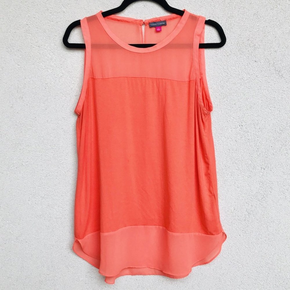 Vince Camuto Coral Orange Keyhole Tank Top Large